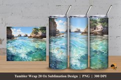 Clear Beach Tumbler Wrap Sublimation Design 3 Product Image 1