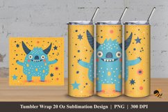 Monster Kid Tumbler Wrap Sublimation Design 3 Product Image 1