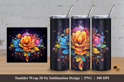 Flower Effect Tumbler Wrap Sublimation Design 3 Product Image 1