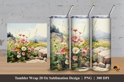 Nature Daisy Tumbler Wrap Sublimation Design 3 Product Image 1