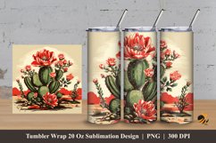 Retro Cactus Tumbler Wrap Sublimation Design 3 Product Image 1