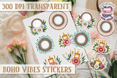 Boho sticker sheet Vibes Scrapbook PNG Love Aesthetic Flower Product Image 1