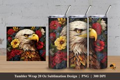 Eagle Flower Tumbler Wrap Sublimation Design 3 Product Image 1
