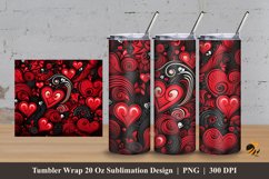 Red Doodle Love Tumbler Wrap Sublimation Design 3 Product Image 1