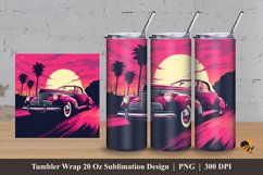 Retro Pink Car Tumbler Wrap Sublimation Design 3 Product Image 1