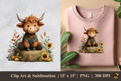 Highland Cattle DTF Sublimation Clipart Design 3 Product Image 1