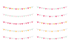 Spring Pink, Orange, &amp; Mint Bunting Banner Clip Art Set Product Image 3