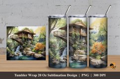 Tree House Tumbler Wrap Sublimation Design 3 Product Image 1