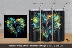 Love Peacock Feather Tumbler Wrap Sublimation Design 3 Product Image 1