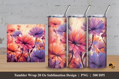 Rainbow flower Tumbler Wrap Sublimation Design 3 Product Image 1