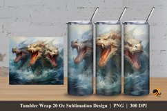 Water Dragon Tumbler Wrap Sublimation Design 3 Product Image 1