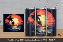 Circular Sunset Beach Tumbler Wrap Sublimation Design 3 Product Image 1
