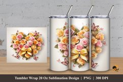 Butterfly Ribbon Rose Tumbler Wrap Sublimation Design 3 Product Image 1