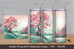 Hill and Flower Tumbler Wrap Sublimation Design 3 Product Image 1