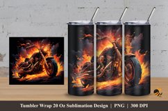 Burning Motorbike Tumbler Wrap Sublimation Design 3 Product Image 1