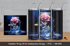 Rose With Jar Tumbler Wrap Sublimation Design 3 Product Image 1