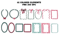 Christmas Coquette Clipart PNG Elements &amp; Seamless Patterns Product Image 5