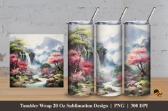 Misty Waterfall Tumbler Wrap Sublimation Design 3 Product Image 1