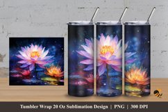 Beauty Water Lily Tumbler Wrap Sublimation Design 3 Product Image 1