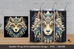 Wolf Art Tumbler Wrap Sublimation Design 3 Product Image 1