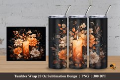 Romantic Candle Tumbler Wrap Sublimation Design 3 Product Image 1