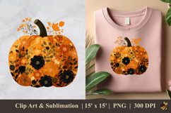 Pumpkin Floral DTF Sublimation Clipart Design 3 Product Image 1