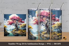 Colorful Tree Tumbler Wrap Sublimation Design 3 Product Image 1