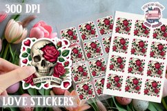 Love sticker Sheet Valentine Day Lovers Gothic Skull PNG Product Image 1