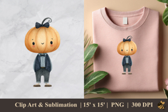 Pumpkin Kid DTF Sublimation Clipart Design 3 Product Image 1