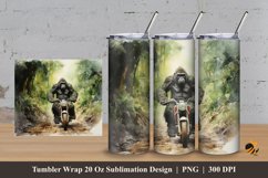 Gorilla Motorcycle Tumbler Wrap Sublimation Design 3 Product Image 1