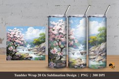 Cool Waterfall Tumbler Wrap Sublimation Design 3 Product Image 1