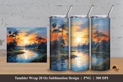 Sunset River Tumbler Wrap Sublimation Design 3 Product Image 1