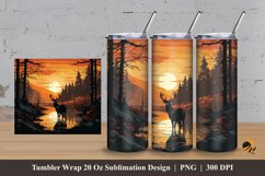 Wild Black Deer Tumbler Wrap Sublimation Design 3 Product Image 1