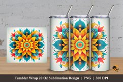 Flower Mandala Tumbler Wrap Sublimation Design 3 Product Image 1