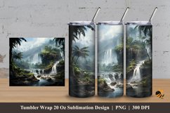 Jungle Waterfall Tumbler Wrap Sublimation Design 3 Product Image 1