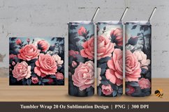 Dark Grey Rose Tumbler Wrap Sublimation Design 3 Product Image 1