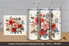 Beauty Floral Bouquet Tumbler Wrap Sublimation Design 3 Product Image 1