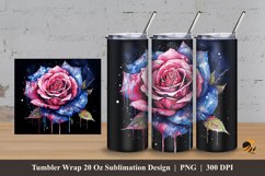 Water Splash Rose Tumbler Wrap Sublimation Design 3 Product Image 1