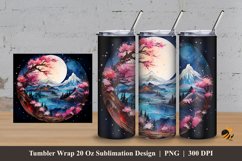 Circular Snowy Mountain Tumbler Wrap Sublimation Design 3 Product Image 1