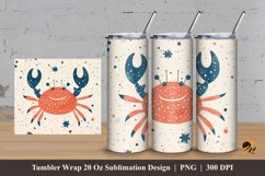 Cute Crab Tumbler Wrap Sublimation Design 3 Product Image 1