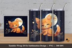 Cute Orange Cat Tumbler Wrap Sublimation Design 3 Product Image 1