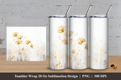 Floral Gold Tumbler Wrap Sublimation Design 3 Product Image 1