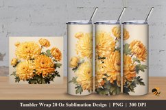 Chrysanthemum Flowers Tumbler Wrap Sublimation Design 3 Product Image 1