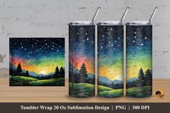 Beauty of The Night View Tumbler Wrap Sublimation Design 3 Product Image 1