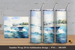 Speedboat Tumbler Wrap Sublimation Design 3 Product Image 1