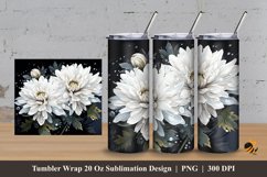 White Flower Tumbler Wrap Sublimation Design 3 Product Image 1