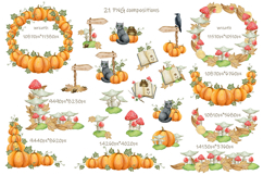 Witchy Pumpkin House Watercolor Clipart Pumpkin House, Cat Product Image 3