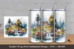 Forest Palace Tumbler Wrap Sublimation Design 3 Product Image 1