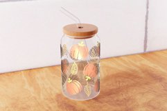 Pumpkin Glass Can Wrap 16oz SVG PNG, Halloween, Fall Glass. Product Image 4