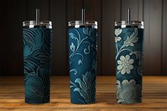 Blue Floral Embosed Digital Papers Bundle Product Image 3